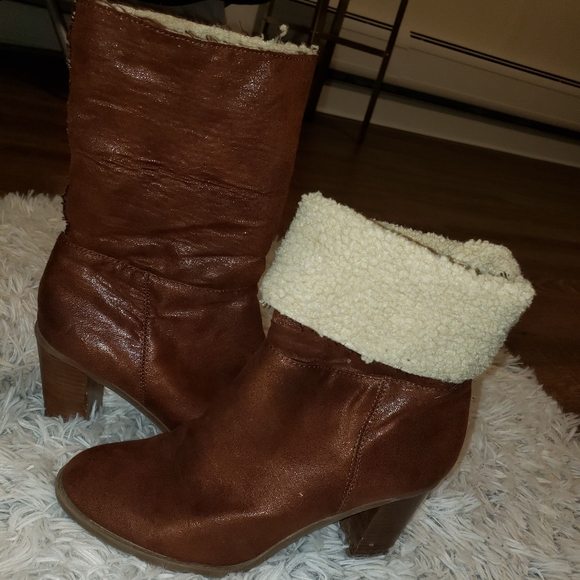 Brown Faux Leather Booties - Picture 1 of 4